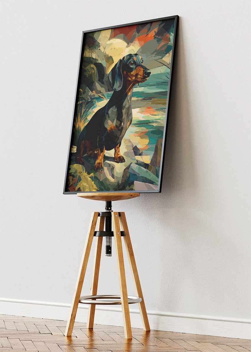 Dachshund Dog Landscape Canvas Print & Poster – Artistic Sausage Dog Wall Art – AI PRINT LAB
