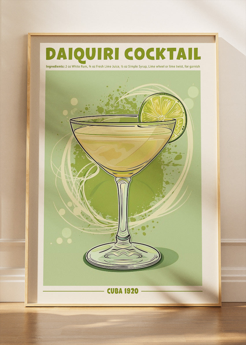 Daiquiri Cocktail Vintage Poster & Canvas Print | Classic Cuban Bar Wall Art