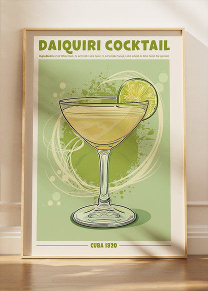 Daiquiri Cocktail Vintage Poster & Canvas Print | Classic Cuban Bar Wall Art