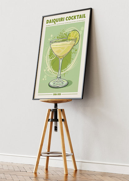 Daiquiri Cocktail Vintage Poster & Canvas Print | Classic Cuban Bar Wall Art