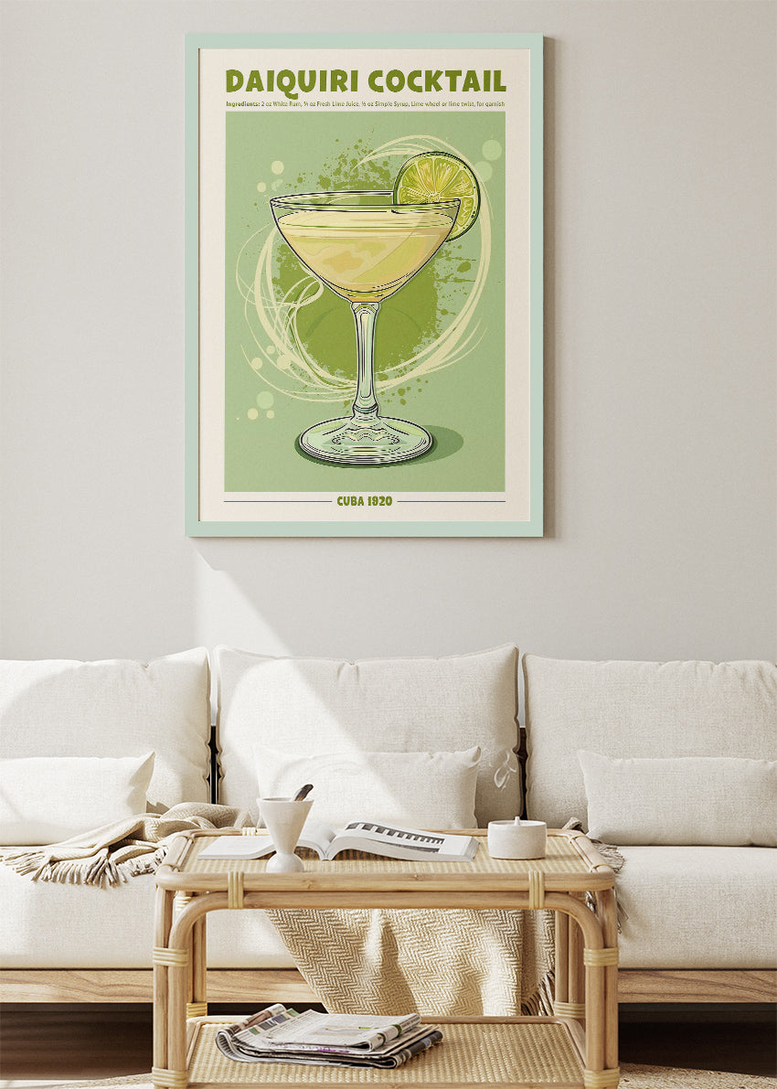Daiquiri Cocktail Vintage Poster & Canvas Print | Classic Cuban Bar Wall Art