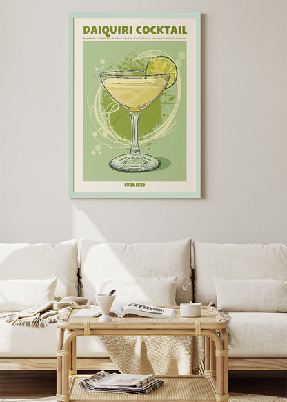 Daiquiri Cocktail Vintage Poster & Canvas Print | Classic Cuban Bar Wall Art