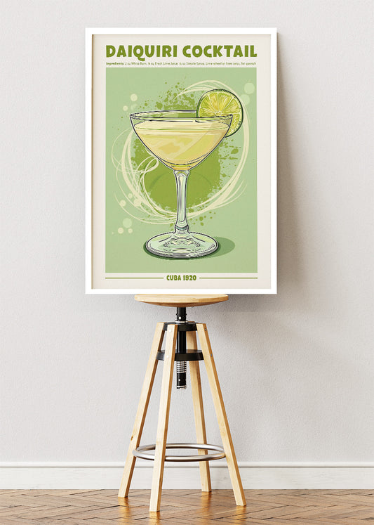 Daiquiri Cocktail Vintage Poster & Canvas Print | Classic Cuban Bar Wall Art