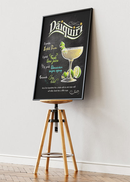 Daiquiri Vintage Poster & Canvas Print | Chalkboard Cocktail Recipe Wall Art