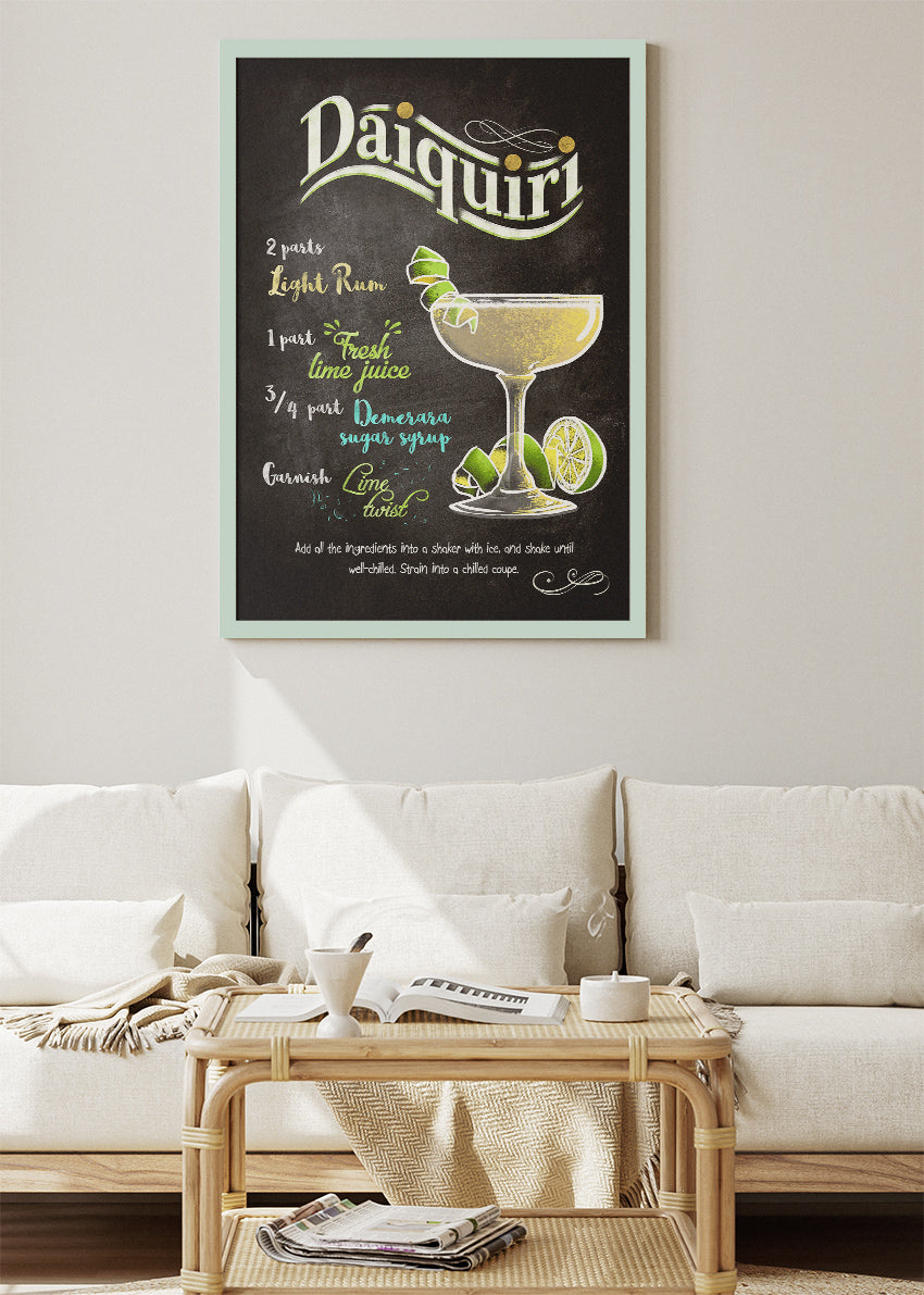 Daiquiri Vintage Poster & Canvas Print | Chalkboard Cocktail Recipe Wall Art