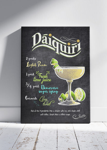 Daiquiri Vintage Poster & Canvas Print | Chalkboard Cocktail Recipe Wall Art