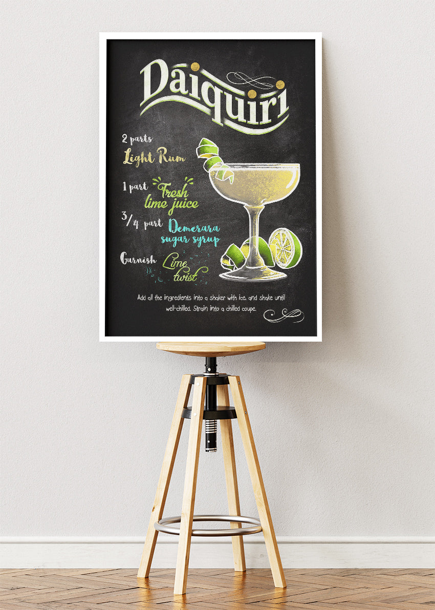 Daiquiri Vintage Poster & Canvas Print | Chalkboard Cocktail Recipe Wall Art
