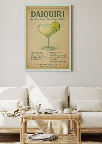 Daiquiri Vintage Poster & Canvas Print | Classic Cocktail Recipe Wall Art