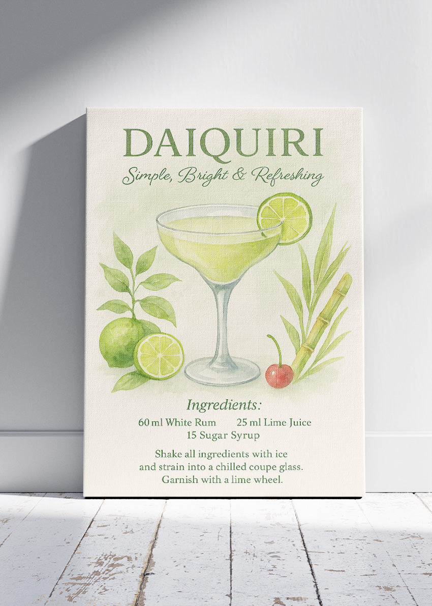 Daiquiri Vintage Poster & Canvas Print | Classic Cocktail Recipe Wall Art