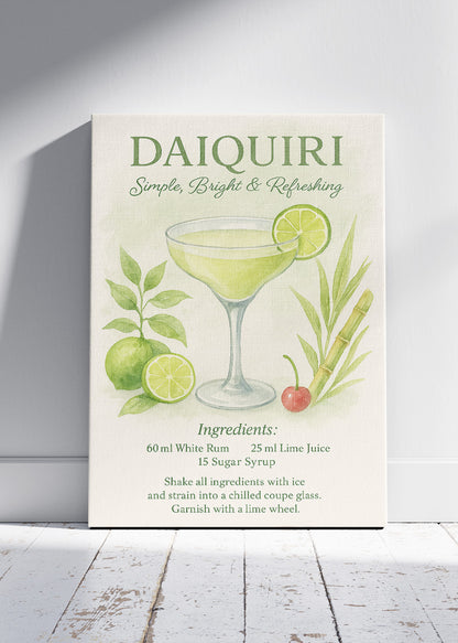 Daiquiri Vintage Poster & Canvas Print | Classic Cocktail Recipe Wall Art