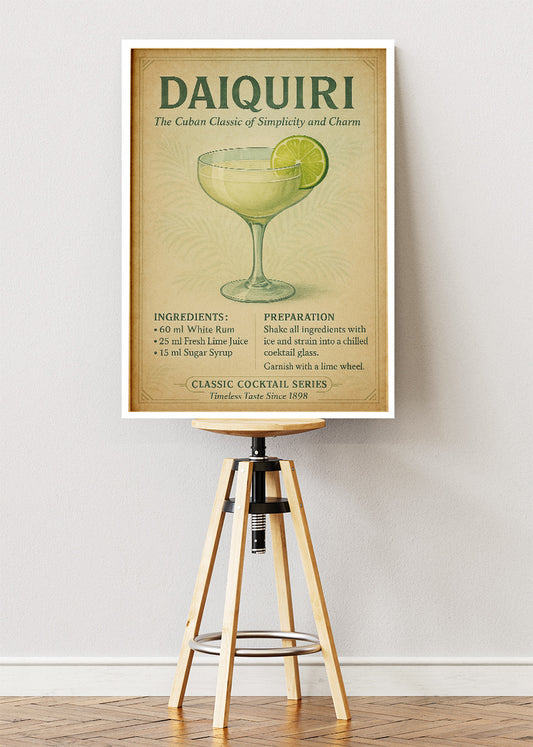 Daiquiri Vintage Poster & Canvas Print | Classic Cocktail Recipe Wall Art