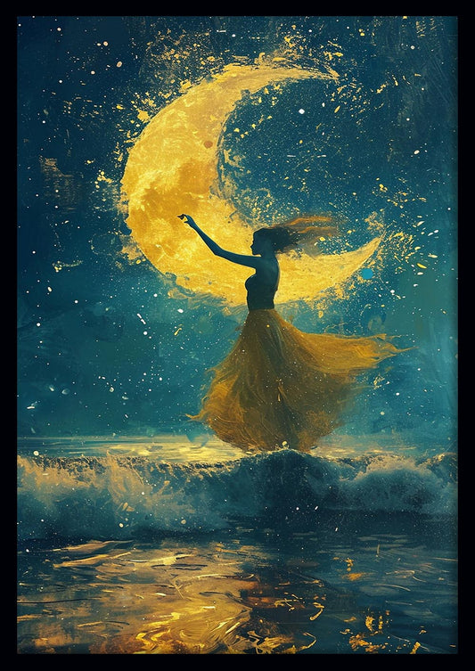 Dancing Under the Moon – Dreamy Fantasy Night Canvas Art & Poster Print – T1057 – AiPrintLab