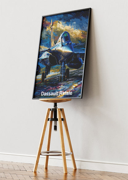 Dassault Rafale Storm Runway Poster & Canvas Print – Metallic Fighter Jet Artwork – Aiprintlab