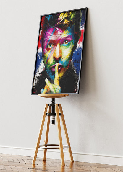 David Bowie Colorful Ziggy Inspired Portrait Wall Art Poster & Canvas Print
