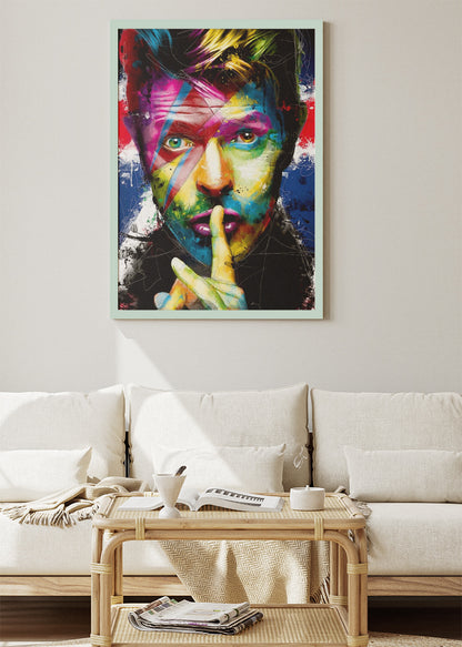 David Bowie Colorful Ziggy Inspired Portrait Wall Art Poster & Canvas Print