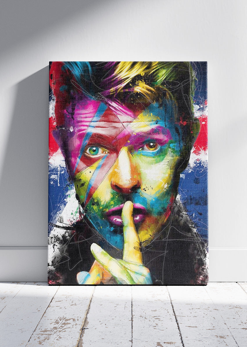 David Bowie Colorful Ziggy Inspired Portrait Wall Art Poster & Canvas Print