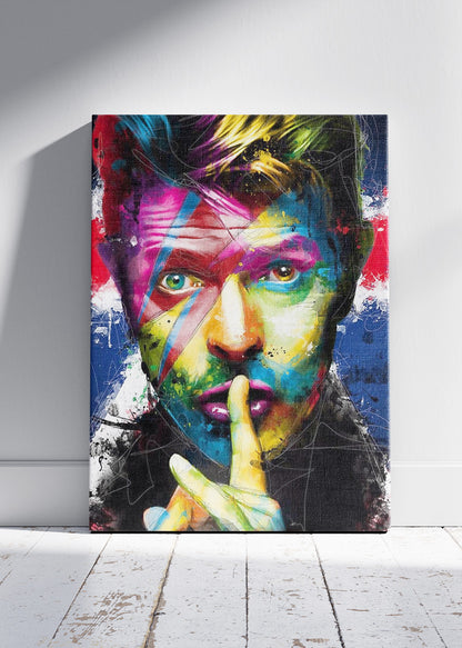 David Bowie Colorful Ziggy Inspired Portrait Wall Art Poster & Canvas Print