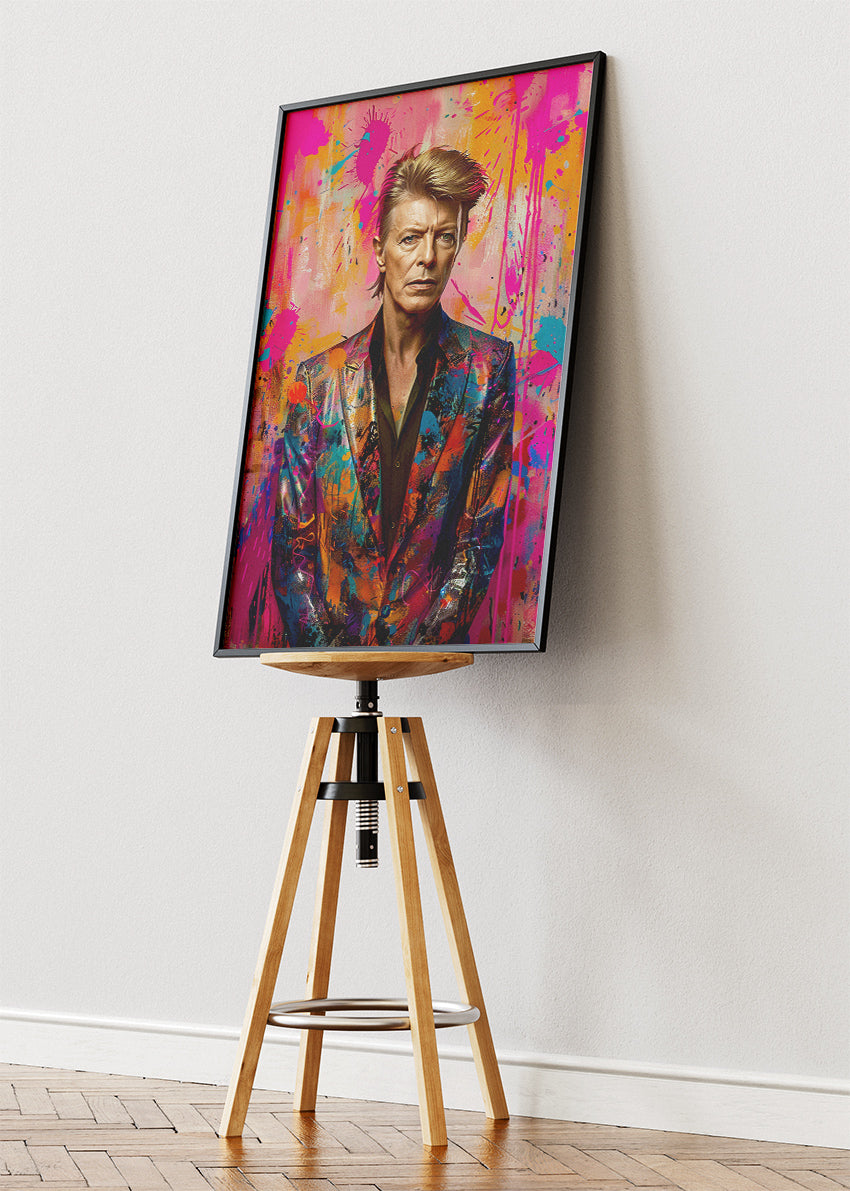 David Bowie Colour Splash Portrait Wall Art Poster & Canvas Print – Modern Pop Art Music Icon