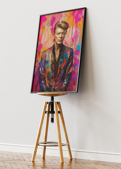 David Bowie Colour Splash Portrait Wall Art Poster & Canvas Print – Modern Pop Art Music Icon