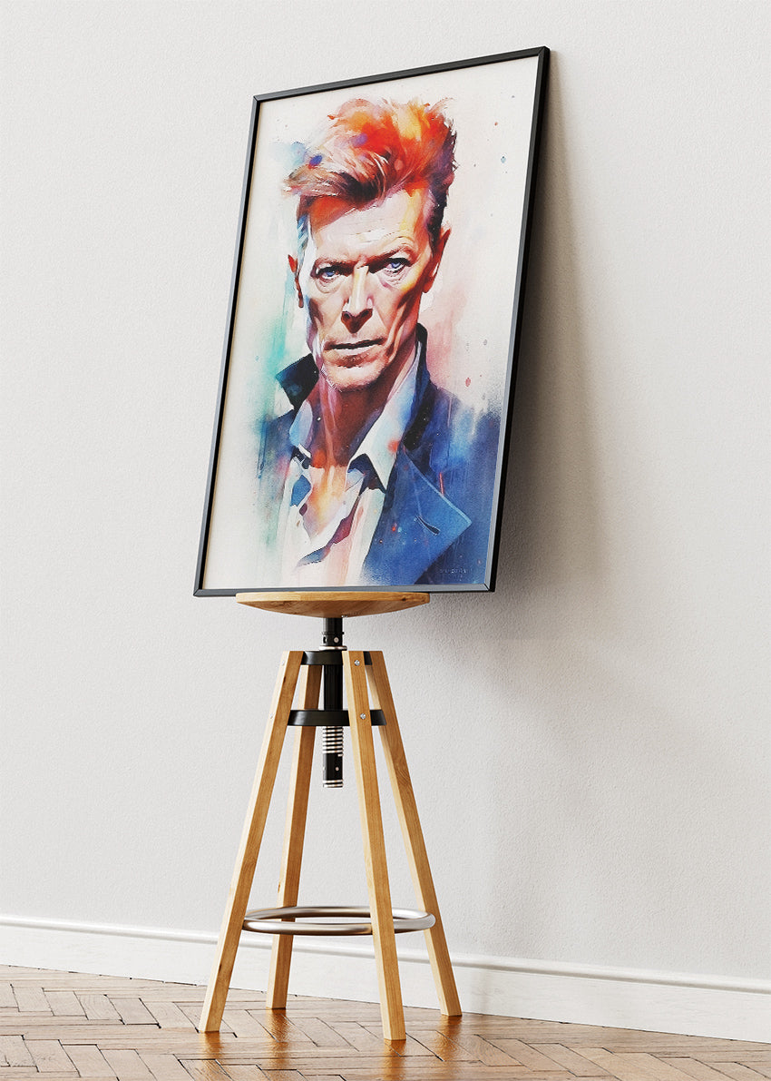 David Bowie Watercolor Portrait Wall Art Poster & Canvas Print