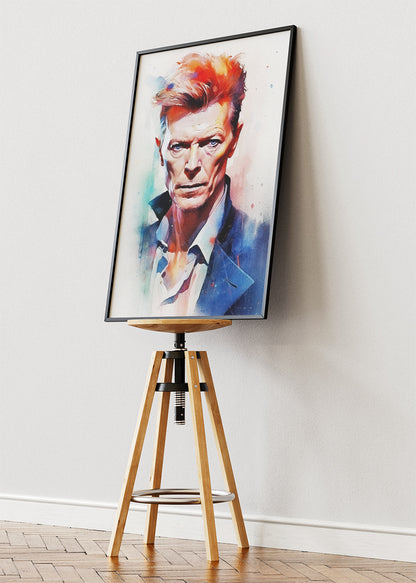 David Bowie Watercolor Portrait Wall Art Poster & Canvas Print