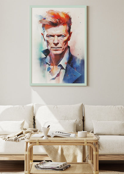 David Bowie Watercolor Portrait Wall Art Poster & Canvas Print