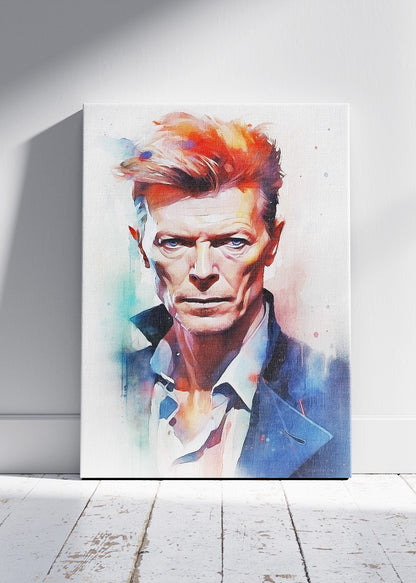 David Bowie Watercolor Portrait Wall Art Poster & Canvas Print