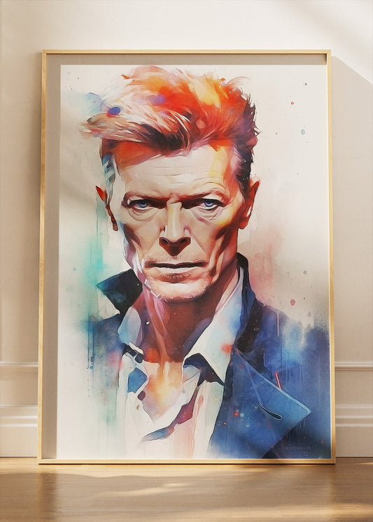 David Bowie Watercolor Portrait Wall Art Poster & Canvas Print