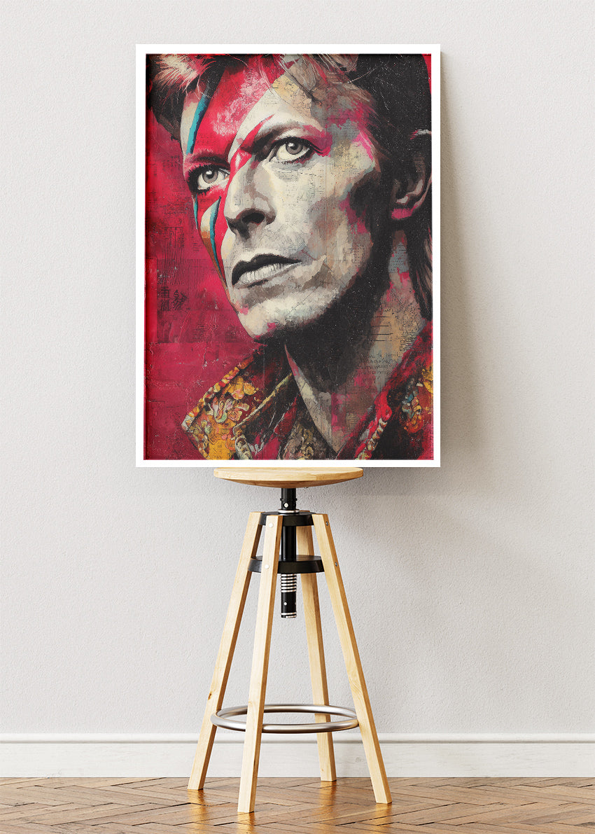 David Bowie Ziggy Stardust Inspired Portrait Wall Art Poster & Canvas Print