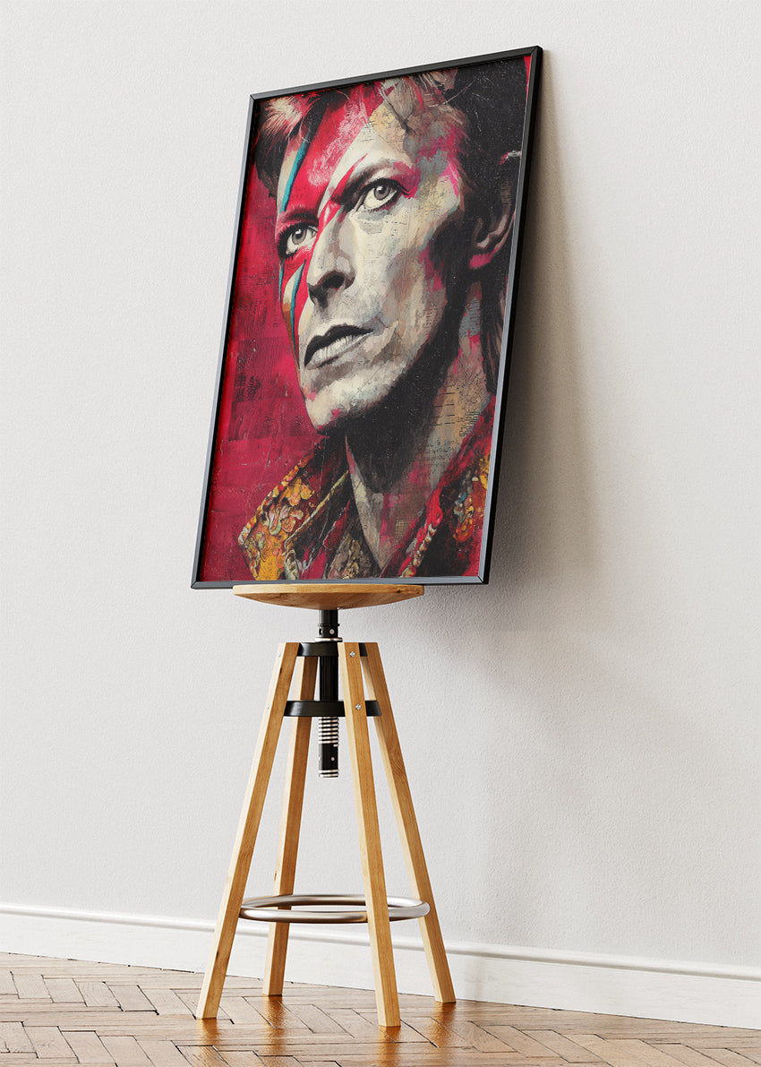 David Bowie Ziggy Stardust Inspired Portrait Wall Art Poster & Canvas Print