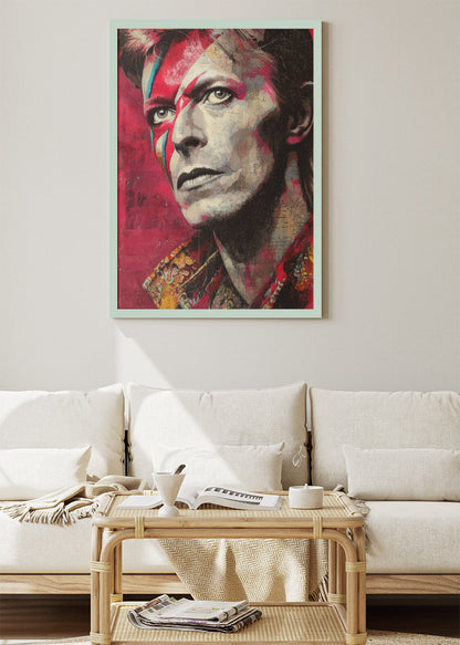 David Bowie Ziggy Stardust Inspired Portrait Wall Art Poster & Canvas Print