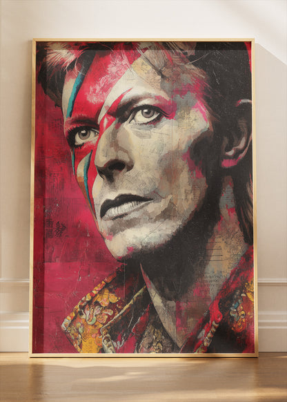 David Bowie Ziggy Stardust Inspired Portrait Wall Art Poster & Canvas Print