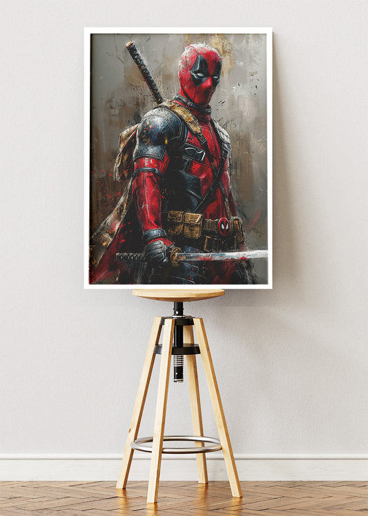 Deadpool – Tactical Warrior Portrait Canvas & Poster Print – AI PRINT LAB