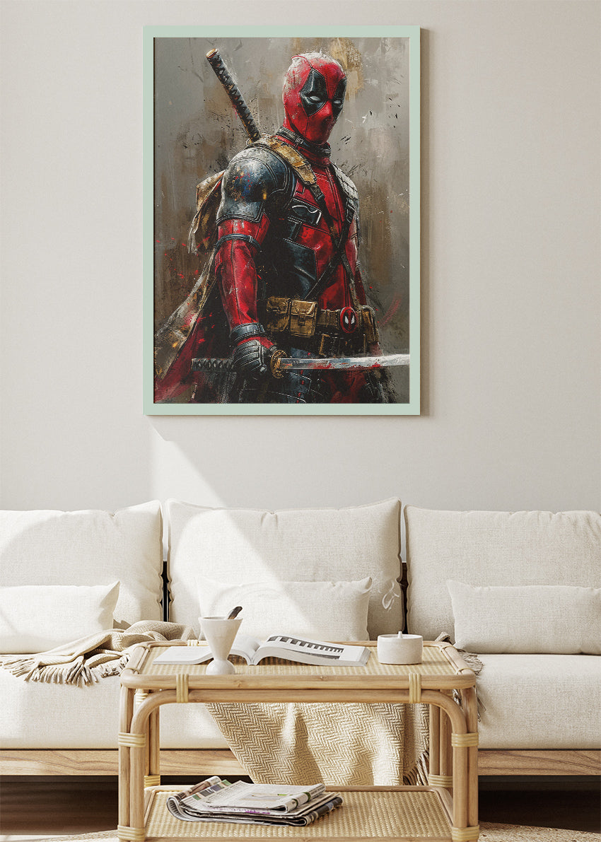 Deadpool – Tactical Warrior Portrait Canvas & Poster Print – AI PRINT LAB