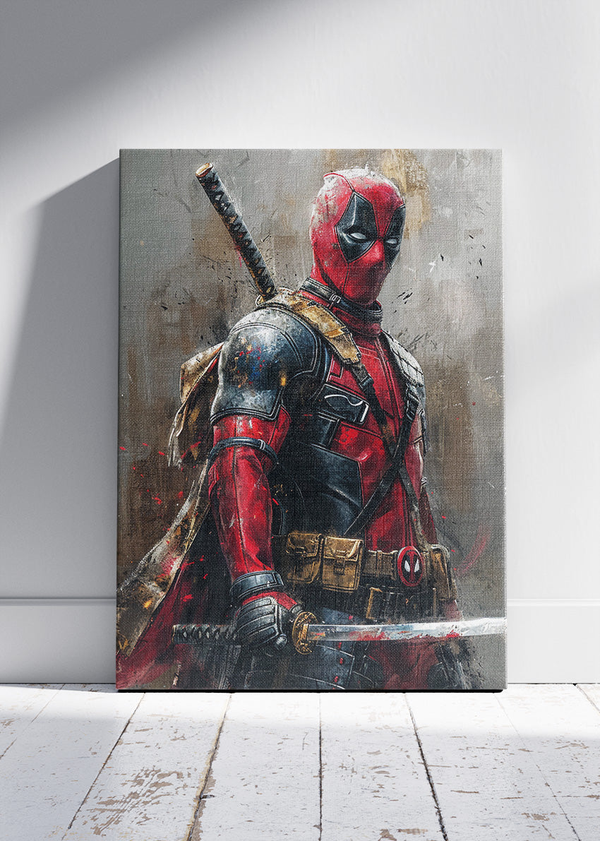 Deadpool – Tactical Warrior Portrait Canvas & Poster Print – AI PRINT LAB