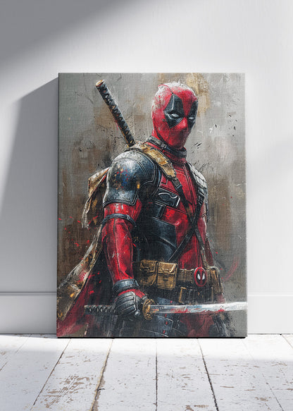 Deadpool – Tactical Warrior Portrait Canvas & Poster Print – AI PRINT LAB