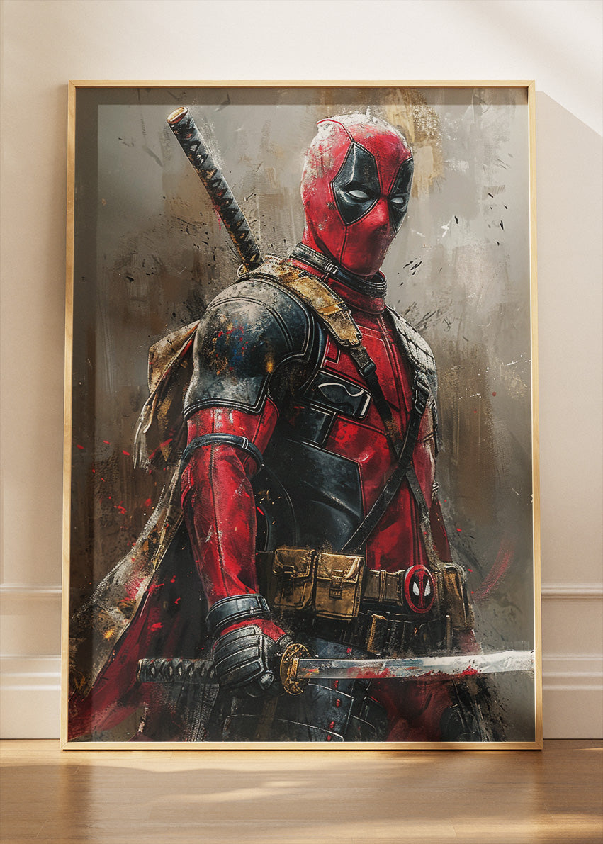 Deadpool – Tactical Warrior Portrait Canvas & Poster Print – AI PRINT LAB