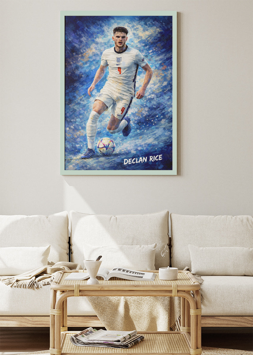 Declan Rice England Action Poster Canvas & Print – AI PRINT LAB