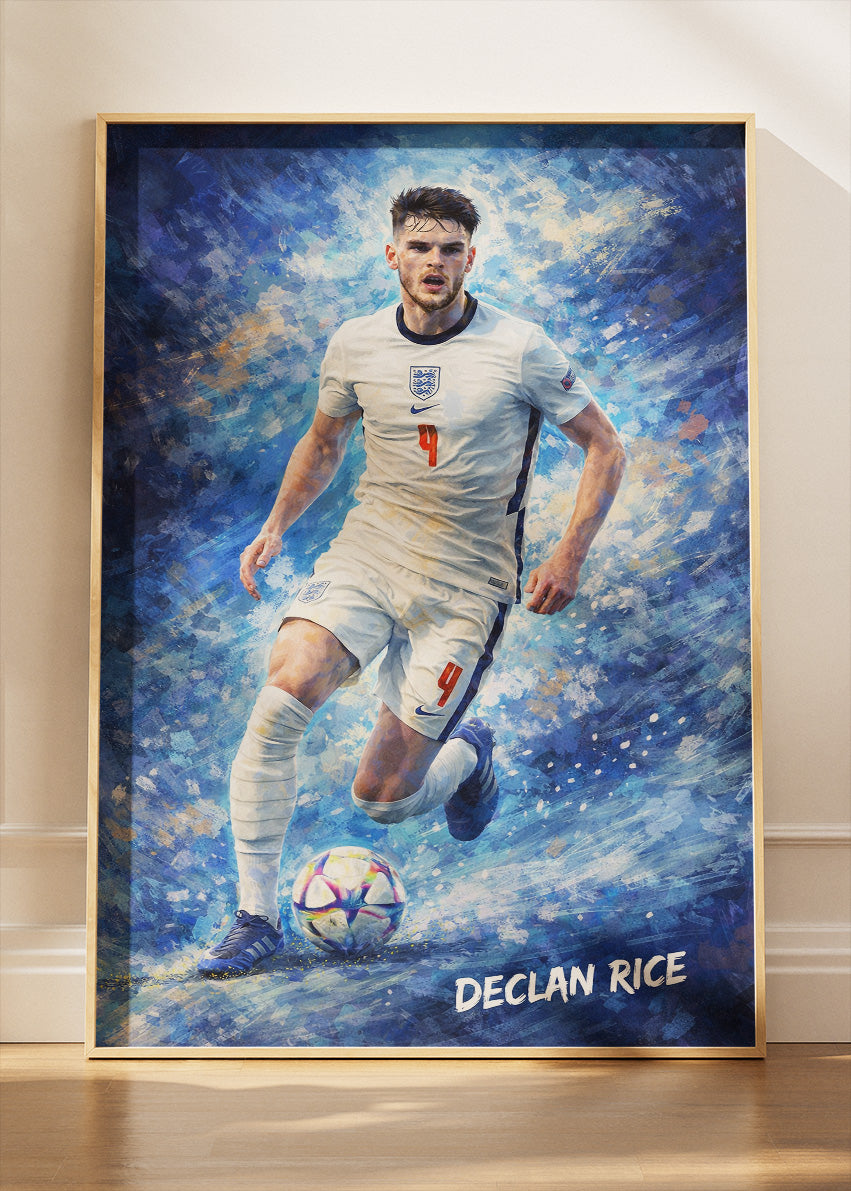 Declan Rice England Action Poster Canvas & Print – AI PRINT LAB