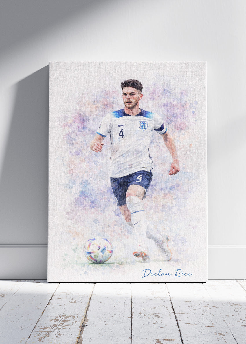 Declan Rice England Watercolor Poster Canvas & Print – AI PRINT LAB