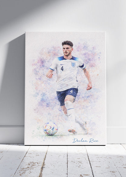 Declan Rice England Watercolor Poster Canvas & Print – AI PRINT LAB