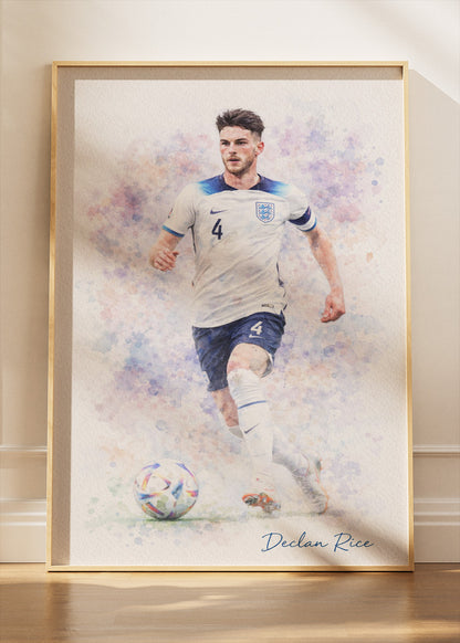Declan Rice England Watercolor Poster Canvas & Print – AI PRINT LAB