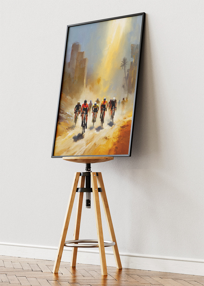 Desert City Cycling Poster & Canvas Art Print – Sunlit Endurance Ride