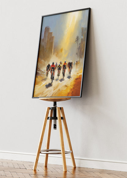 Desert City Cycling Poster & Canvas Art Print – Sunlit Endurance Ride