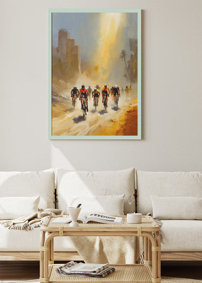 Desert City Cycling Poster & Canvas Art Print – Sunlit Endurance Ride