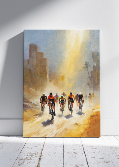 Desert City Cycling Poster & Canvas Art Print – Sunlit Endurance Ride