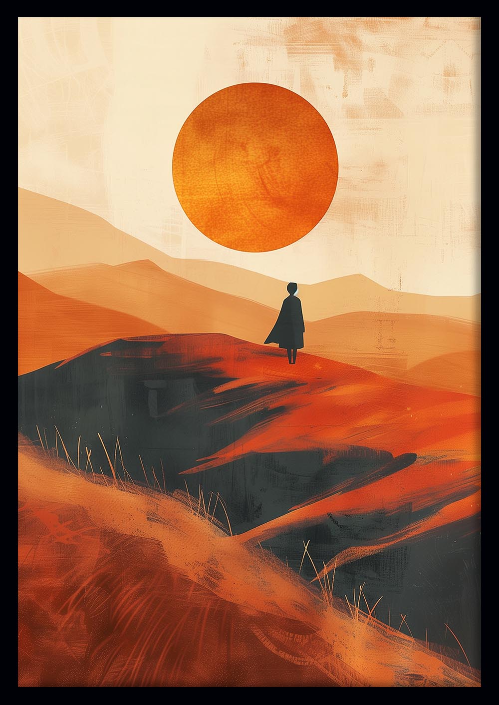 Desert Solitude – Minimalist Orange Landscape Canvas & Poster Art – T1232 – AiPrintLab