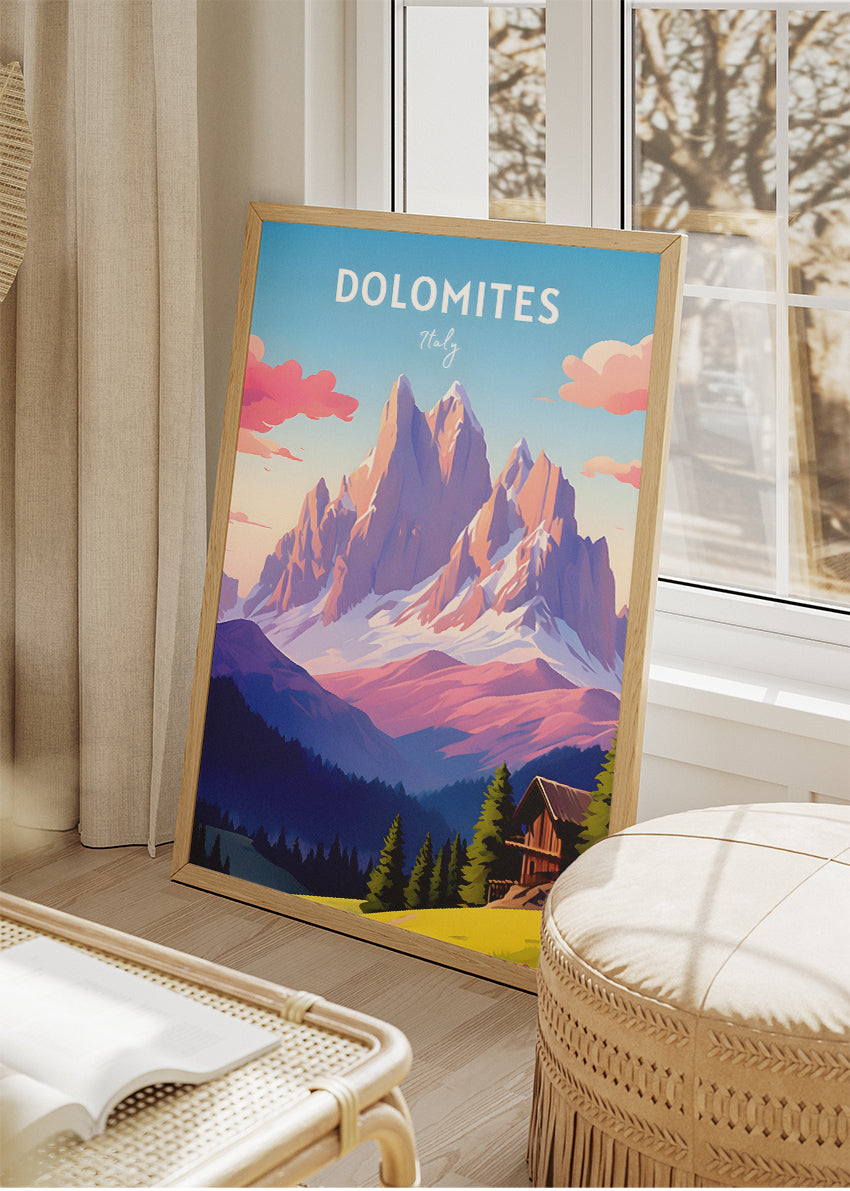 Dolomites Italy Poster & Canvas Print – Illustrated Alpine Mountain Art