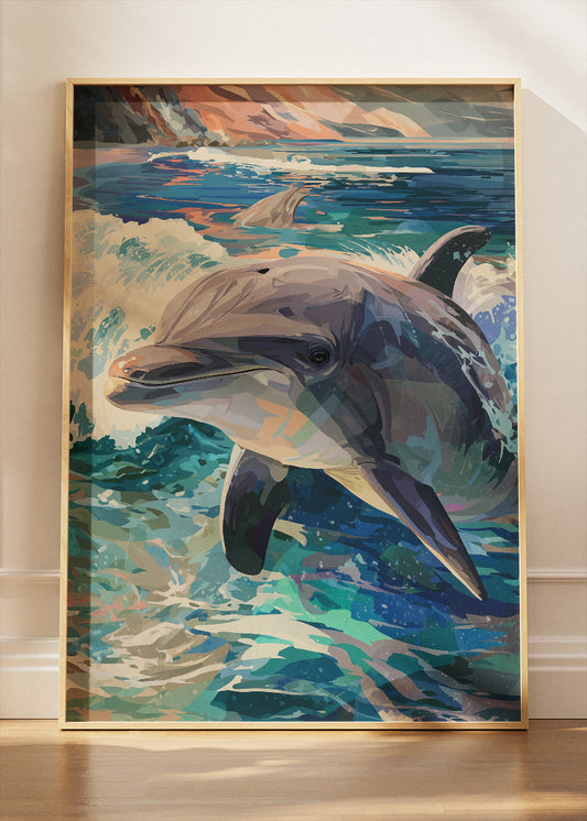 Dolphin Wall Art Print & Canvas – Modern Ocean Wildlife Artwork