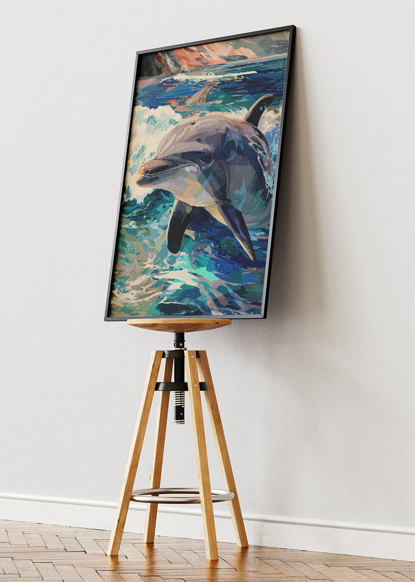 Dolphin Wall Art Print & Canvas – Modern Ocean Wildlife Artwork